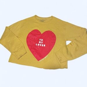 Taylor Swift To my Lover Yellow Crop Crewneck Sweater with Red Heart